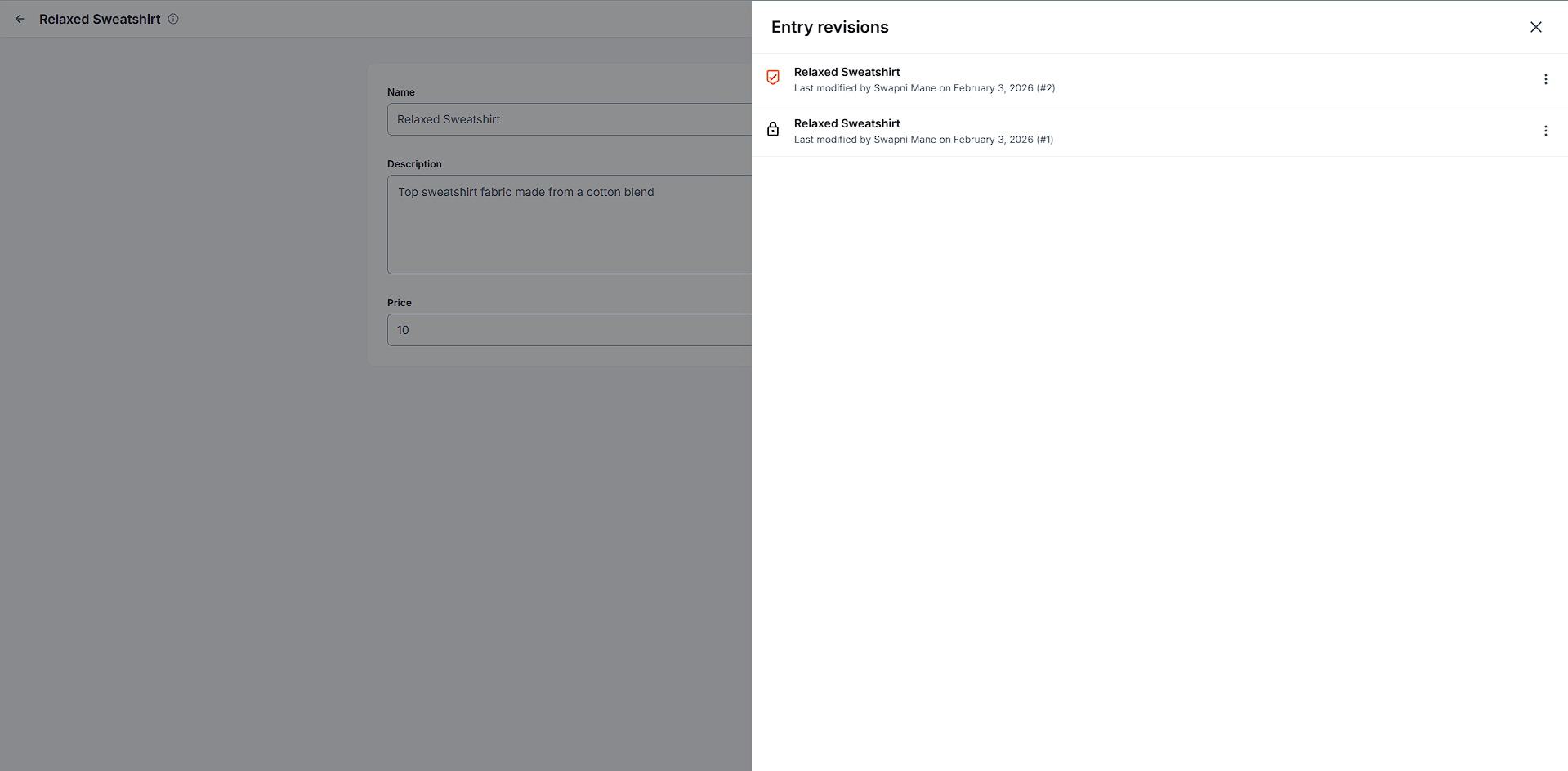 Content Entry Revision